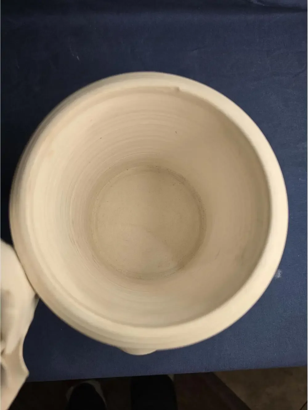 Beautiful Vintage Handcrafted Unglazed Ceramic Vase/ Cache Pot with Rose Detail